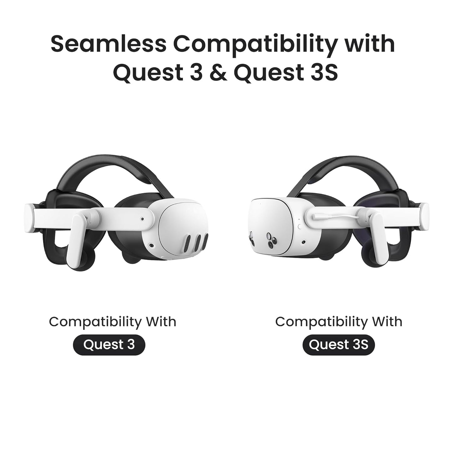 KIWI design Audio Head Strap with Battery for Meta/Oculus Quest 3/3S, K4 Duo DualFast Charging Headset, VR Accessories with Balanc