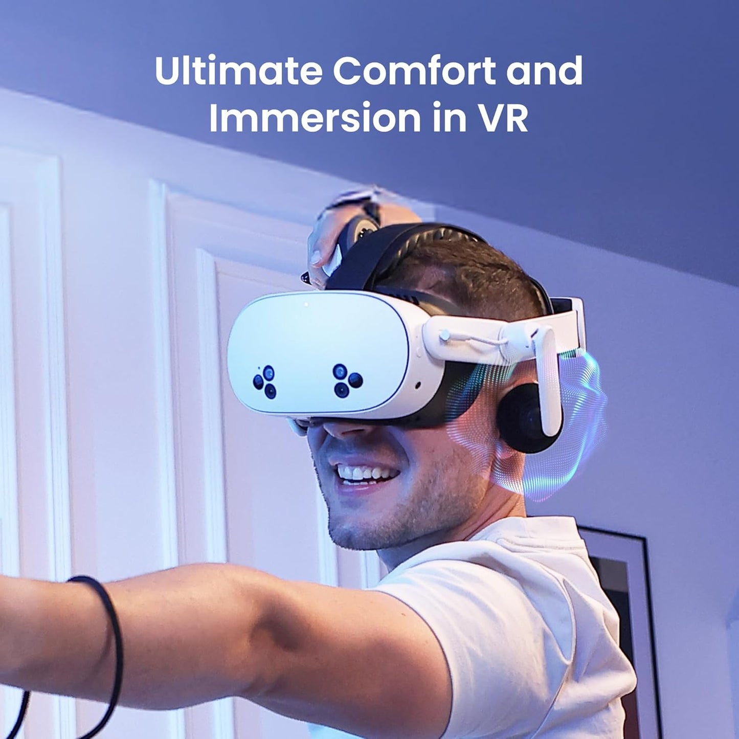 KIWI design Audio Head Strap with Battery for Meta/Oculus Quest 3/3S, K4 Duo DualFast Charging Headset, VR Accessories with Balanc