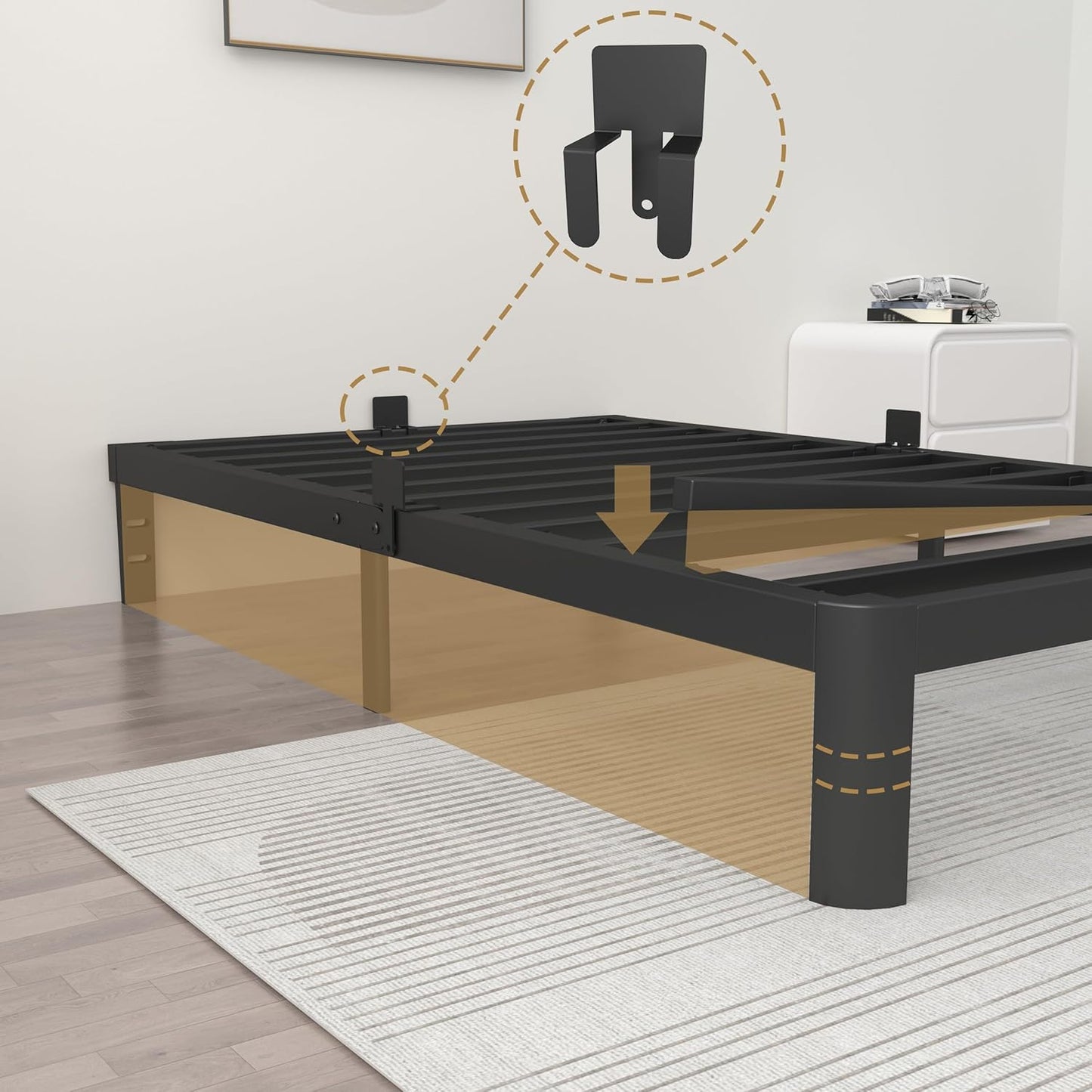 10 Inch Twin Size Bed Frames, Platform Bed with Metal Gaskets, Metal Bedframe No Box Spring Needed