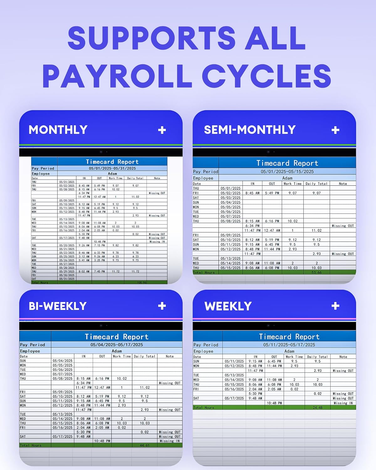NGTeco APP-Based Time Clocks for Employees Small Business, W2, Fingerprint, Password, 2.4GHz WiFi