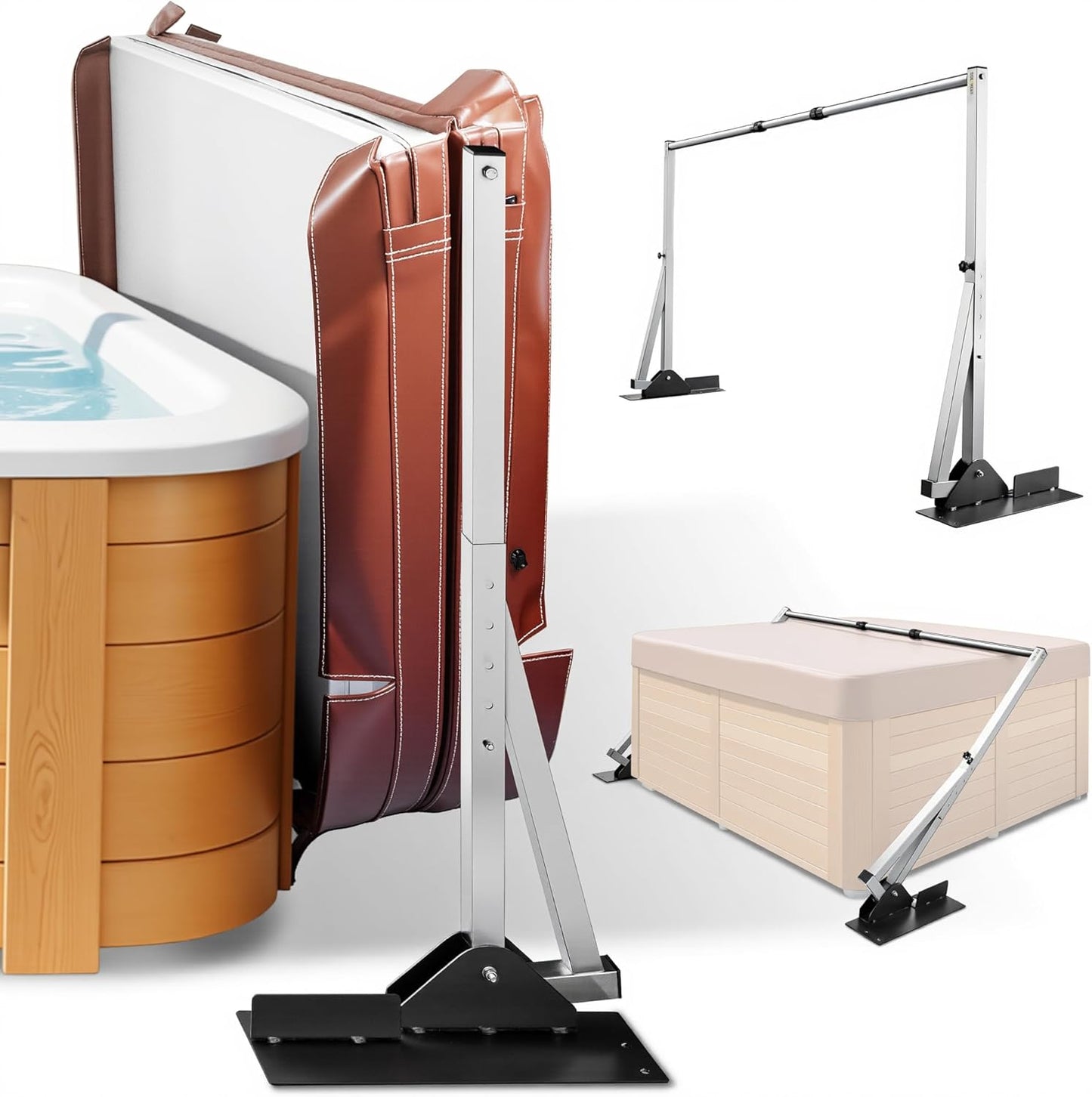 Hot Tub Cover Lift, Stainless Steel Spa Cover Lifter for hot tub, Height 39'-49' Width 71'-106' Adjustable