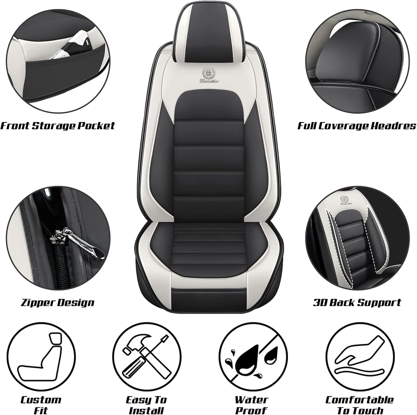 Full Set for Toyota Corolla Seat Covers 2000-2025, Waterproof Nappa Leather Car Seat Protector