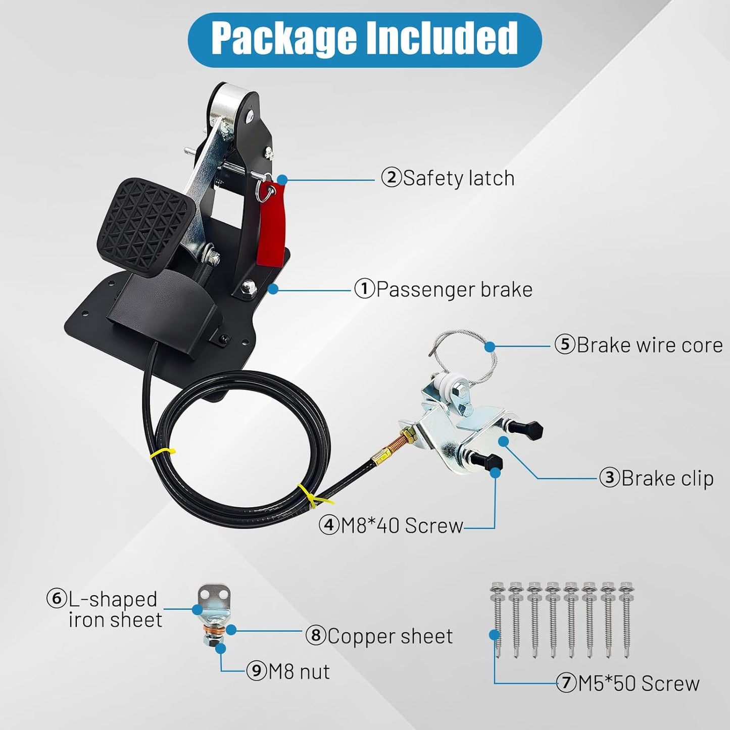 Universal Passenger Side Dual Brake Pedal Right Hand Drive Conversion Kit, Drivers Assist Device Brake