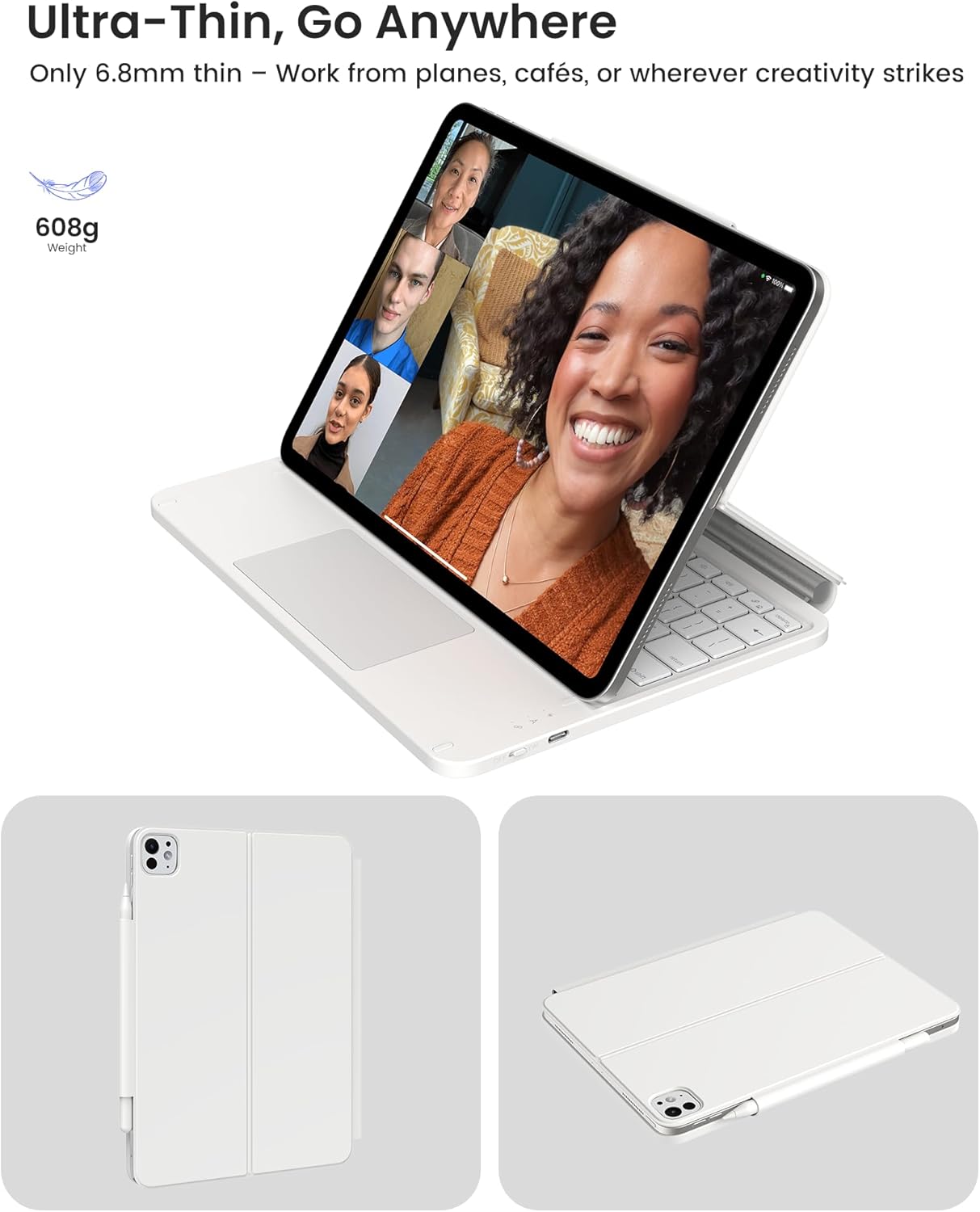 Keyboard Case for iPad Air 11 (M3/M2) Pro 11 (4th/3rd/2nd/1st Gen), Air 10.9