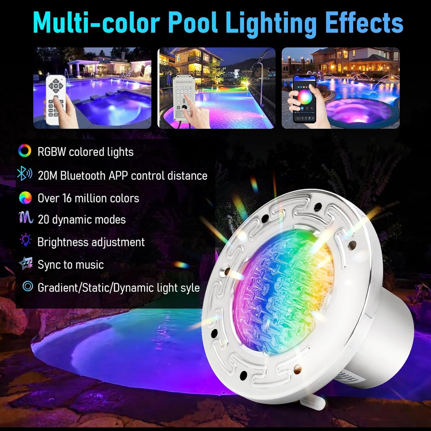 CAtArt 6 Inch Spa Light for Inground Pool, Color Changing LED Inground Spa Lights with Controller Remote