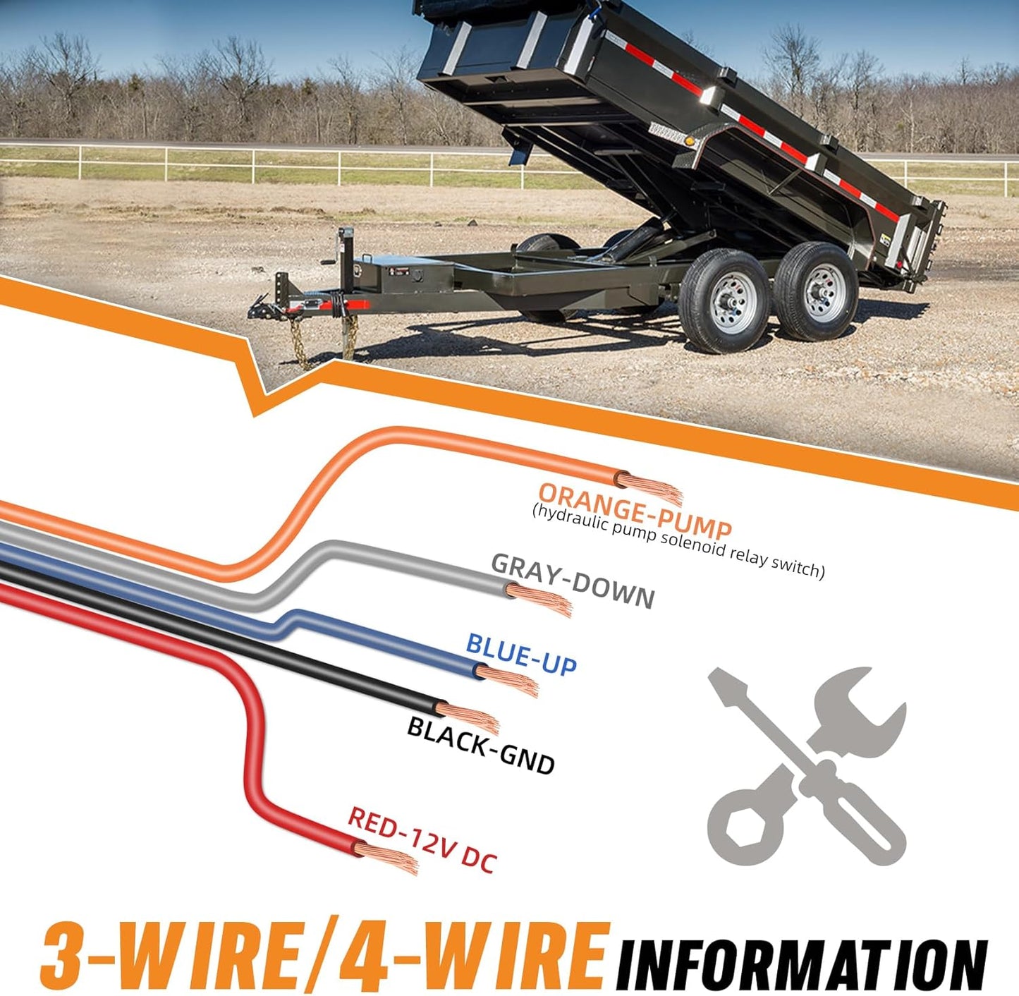 Dump Trailer Wireless Remote Controller, High Power for 3-Wire/4-Wire 12V Hydraulic Dump Trailer