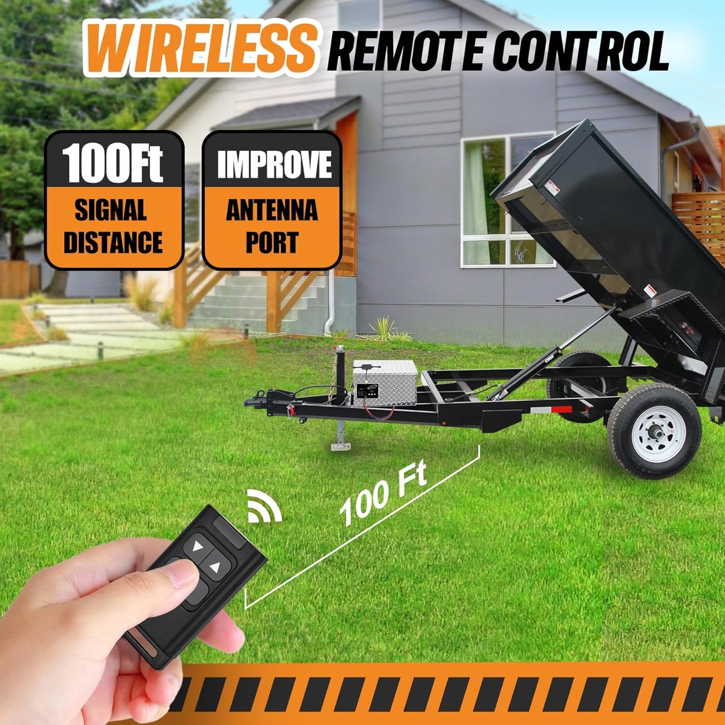 Dump Trailer Wireless Remote Controller, High Power for 3-Wire/4-Wire 12V Hydraulic Dump Trailer