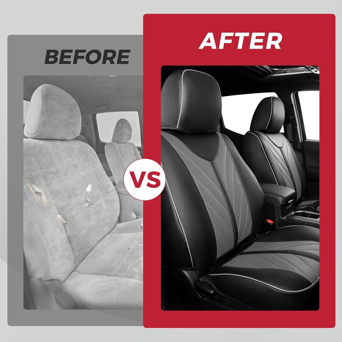 Seat Covers for Tacoma 2005-2015 Full Set, Custom Fit for Toyota Tacoma Double Crew Cab, SR, SR5, TRD Sport, TRD