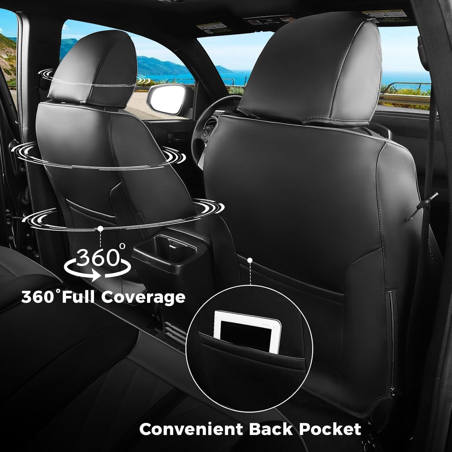 Seat Covers for Tacoma 2005-2015 Full Set, Custom Fit for Toyota Tacoma Double Crew Cab, SR, SR5, TRD Sport, TRD