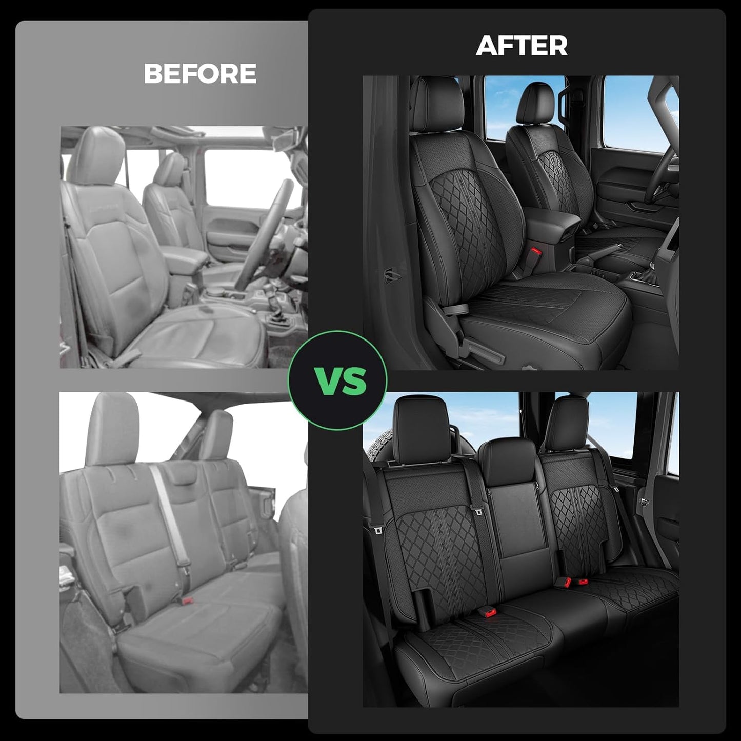 Jeep Wrangler Seat Covers JL 4 DR with Rear Cup Holder 2018 - 2025