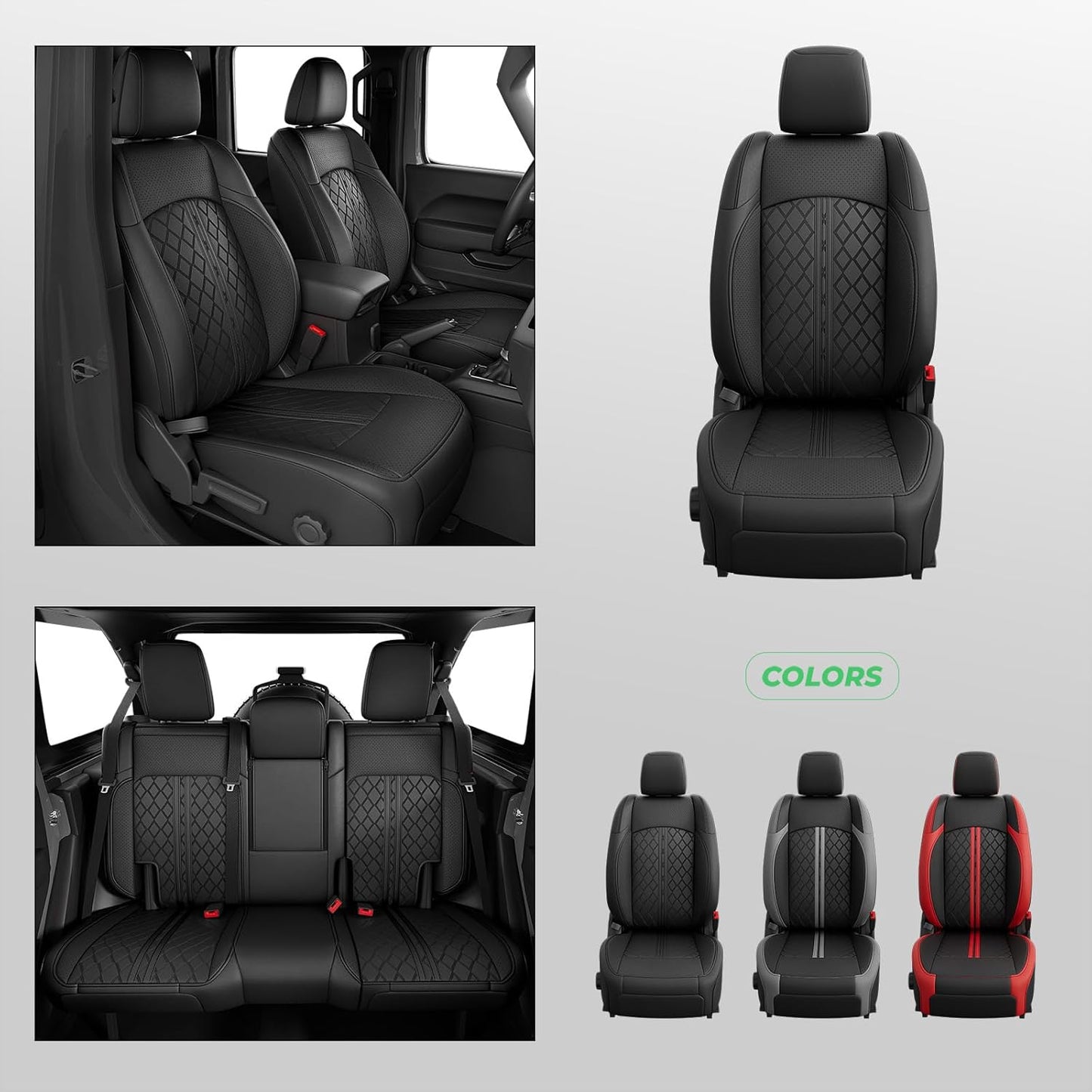 Jeep Wrangler Seat Covers JL 4 DR with Rear Cup Holder 2018 - 2025