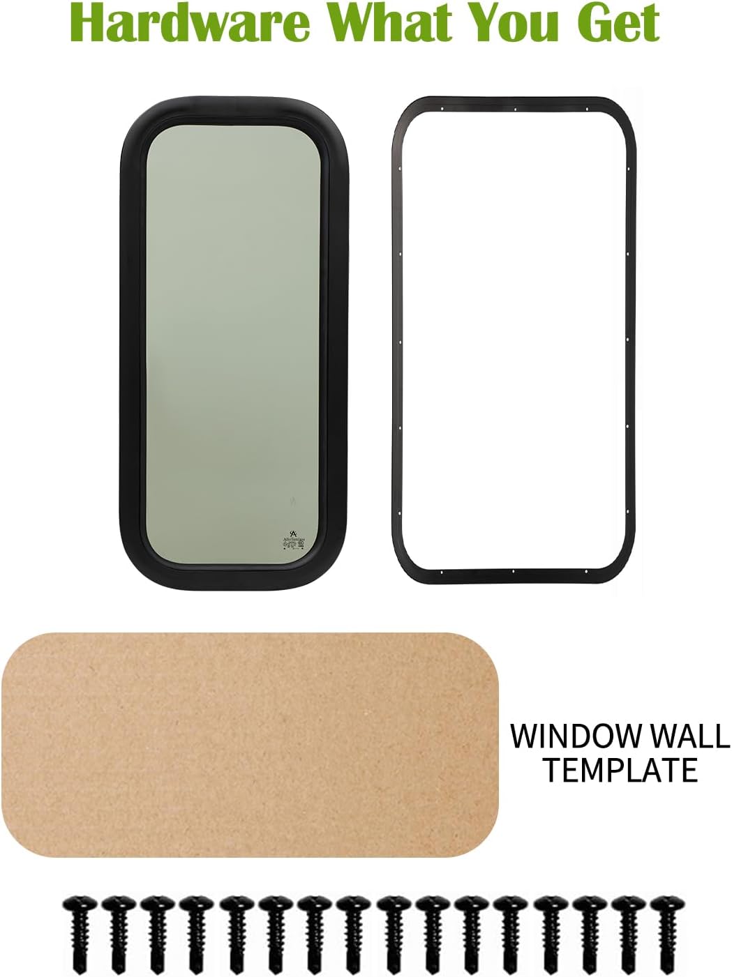 Fixed RV Window 12' W x 35' H, Replacement Camper Window, Teardrop Window with Trim Rings
