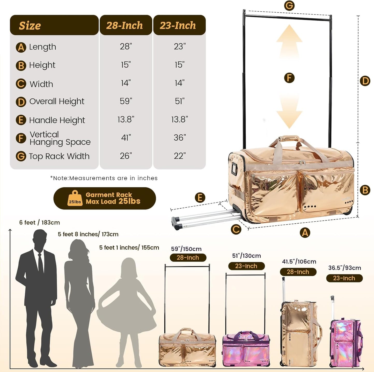 Dance Competition Duffle Bag with Garment Rack, Prism-Glowing Collection, Waterproof Iridescent Fabric