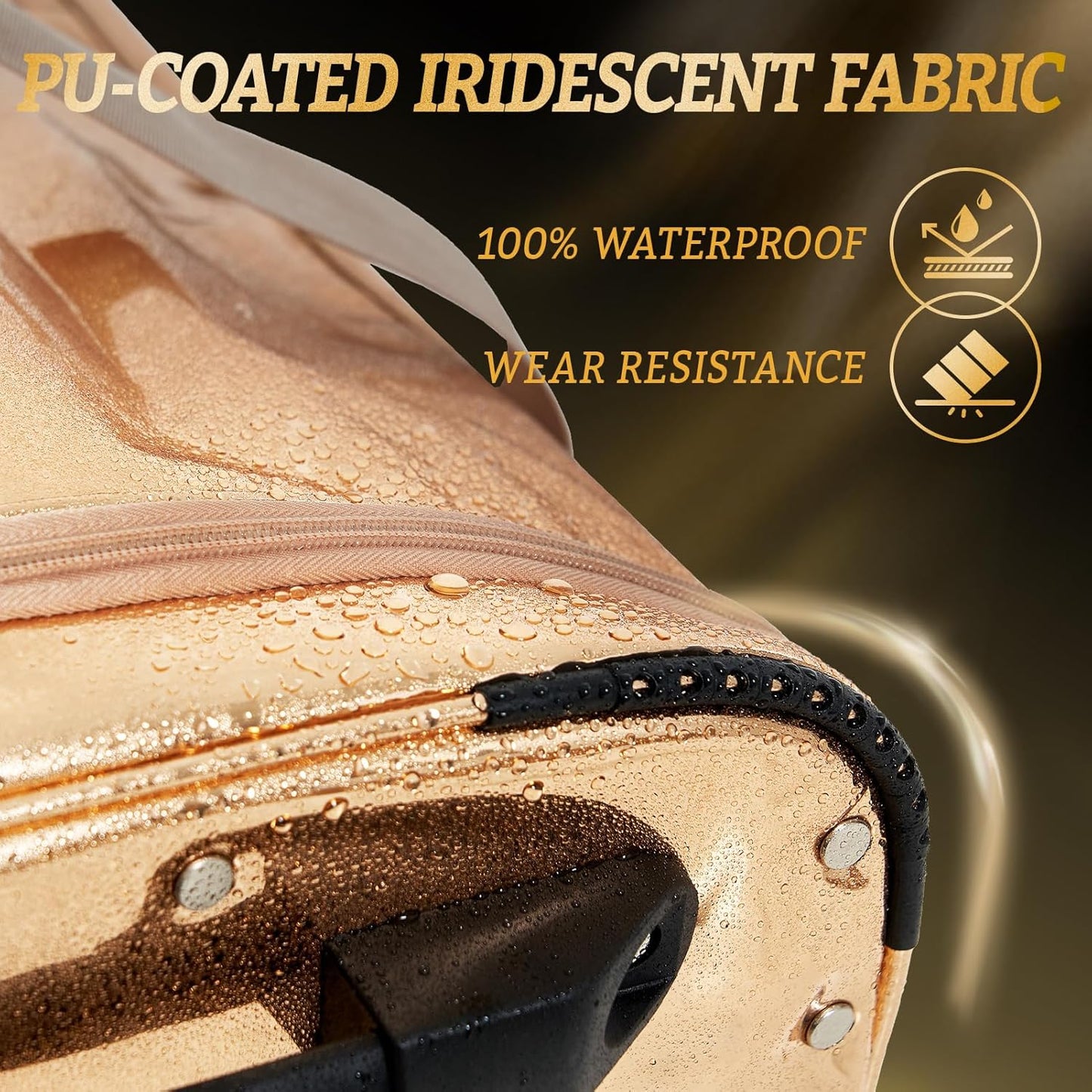 Dance Competition Duffle Bag with Garment Rack, Prism-Glowing Collection, Waterproof Iridescent Fabric