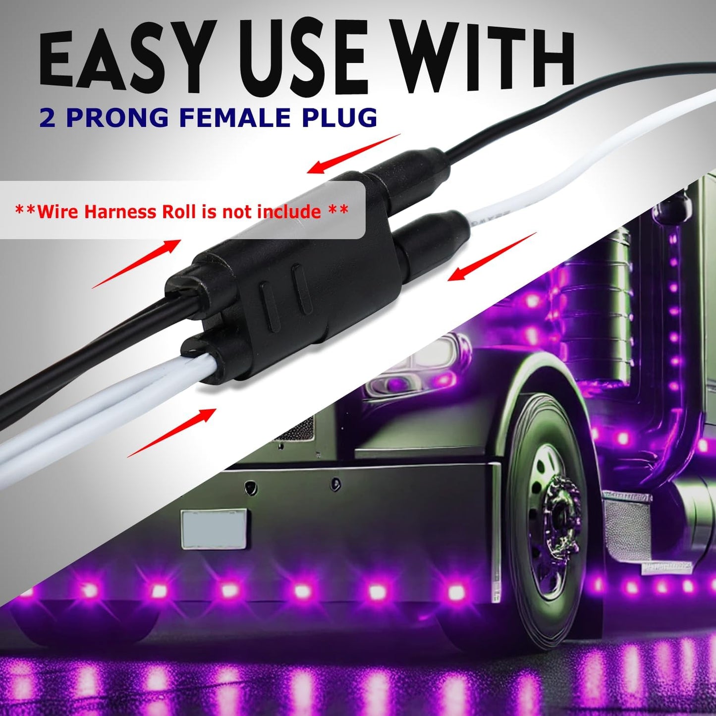 Mini Round Purple Button Side Marker Lights, 100 Pcs, 3/4 Inch LED with Connector Plugs