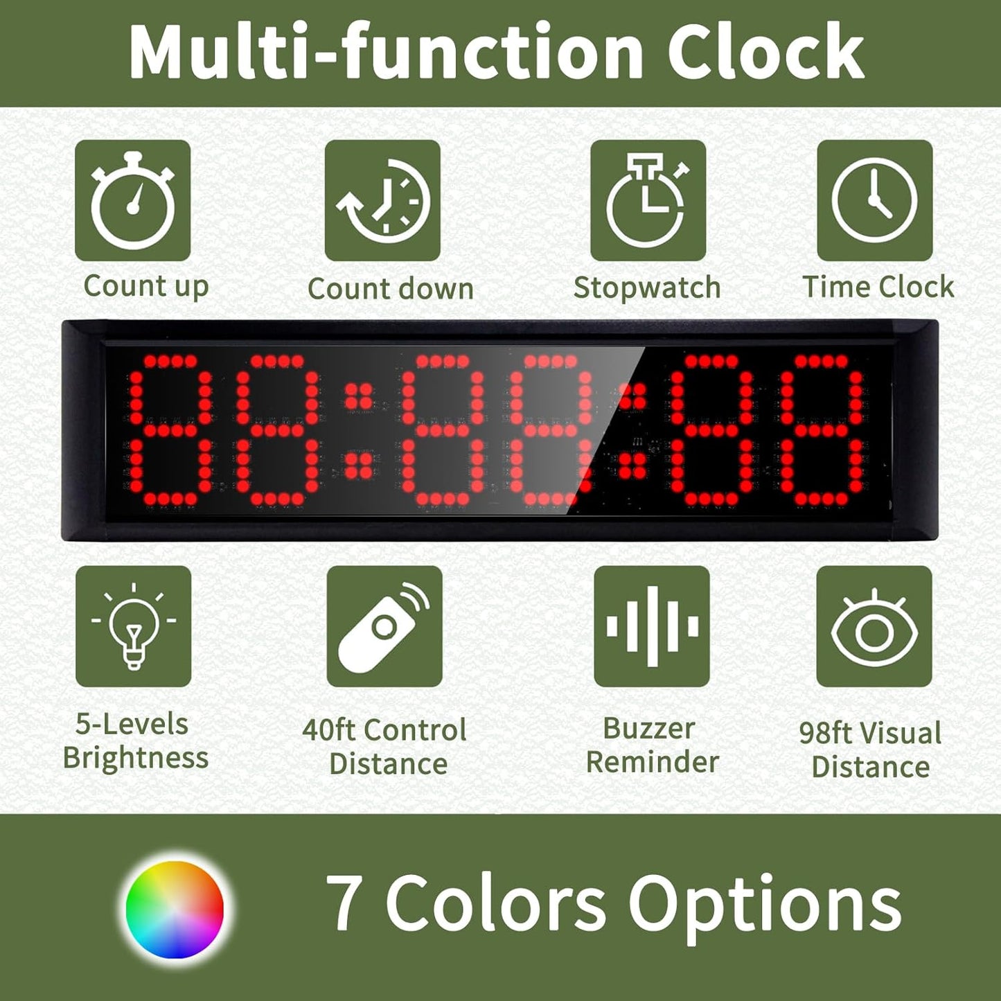 RGB LED Race Clock with Tripod, Bag, Battery, Suitable for Running Events, Football