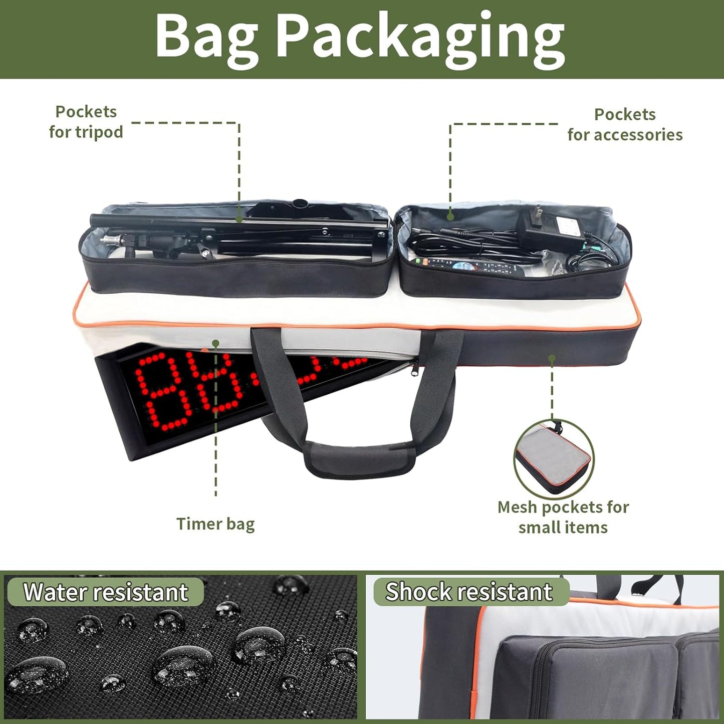 RGB LED Race Clock with Tripod, Bag, Battery, Suitable for Running Events, Football
