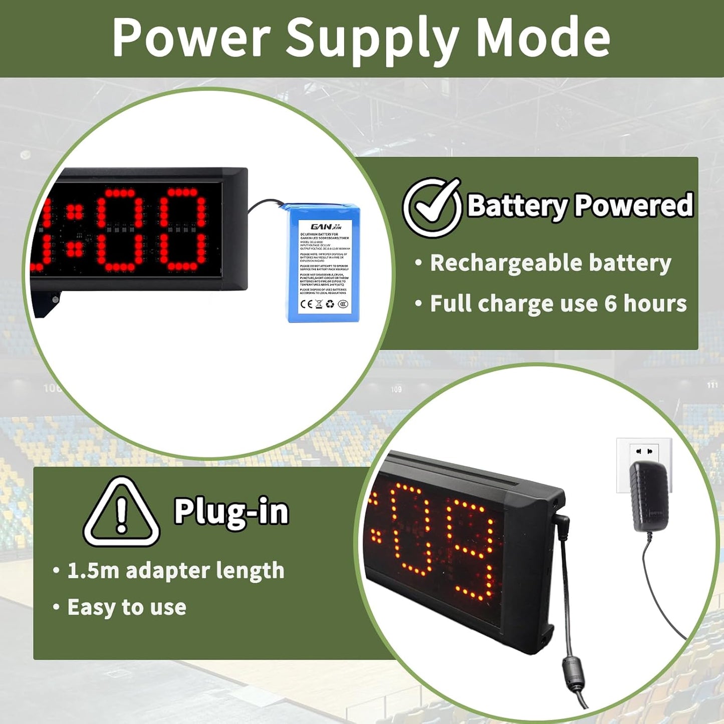 RGB LED Race Clock with Tripod, Bag, Battery, Suitable for Running Events, Football
