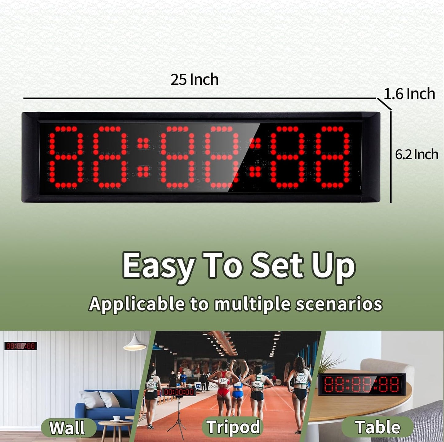RGB LED Race Clock with Tripod, Bag, Battery, Suitable for Running Events, Football