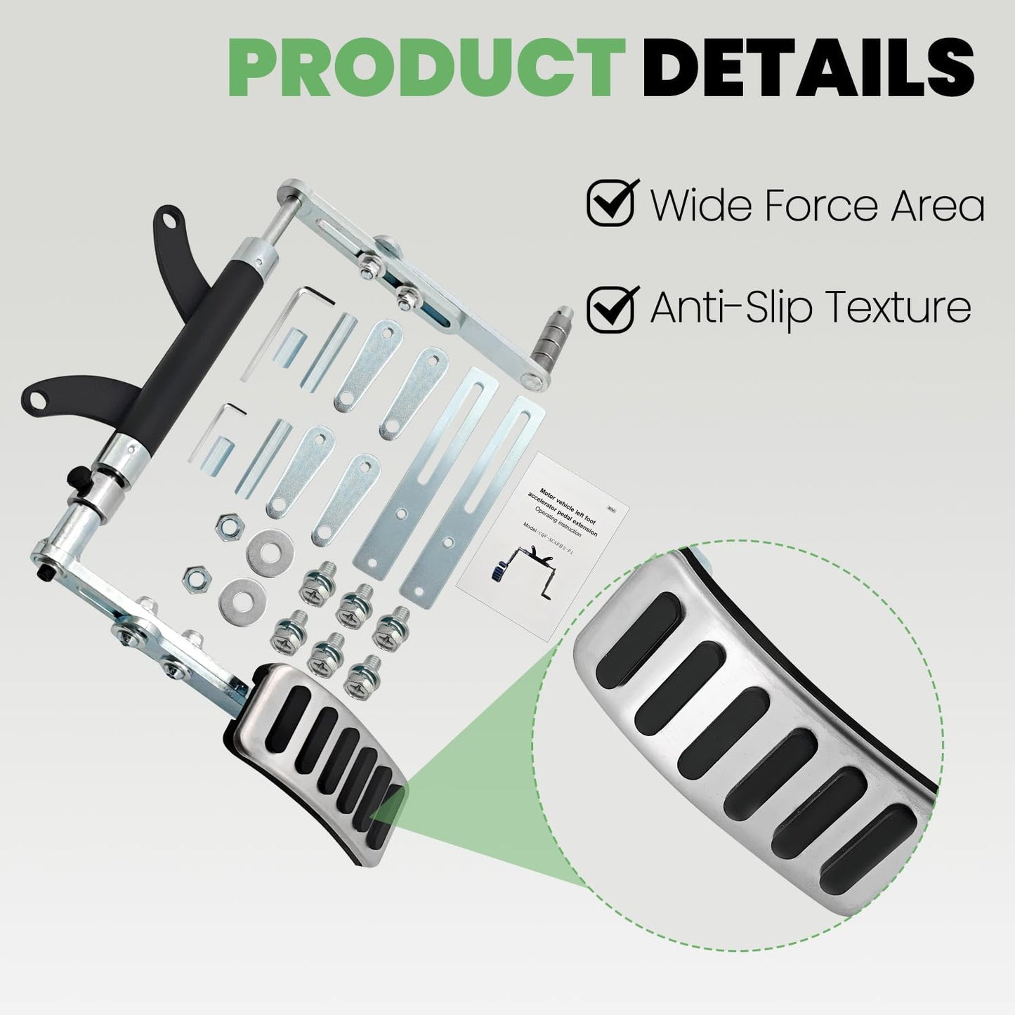Dewinston Universal Left Foot Accelerator Pedal, Assist for Handicap Disabled Injured Stroke Drivers, Removable and Adjustable Design C