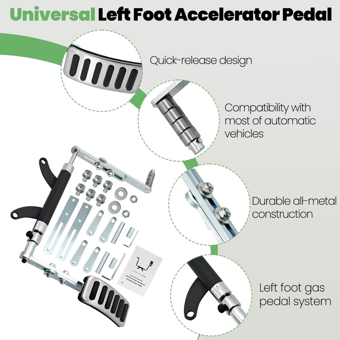 Dewinston Universal Left Foot Accelerator Pedal, Assist for Handicap Disabled Injured Stroke Drivers, Removable and Adjustable Design C