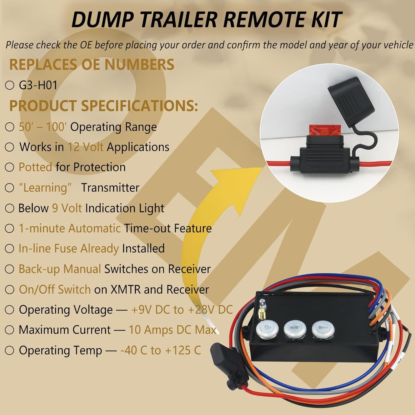 Dump Trailer Remote Control Kit, 12V Hydraulic Pump Lift Winch Controller for Dump Trailer, Key Fob Control