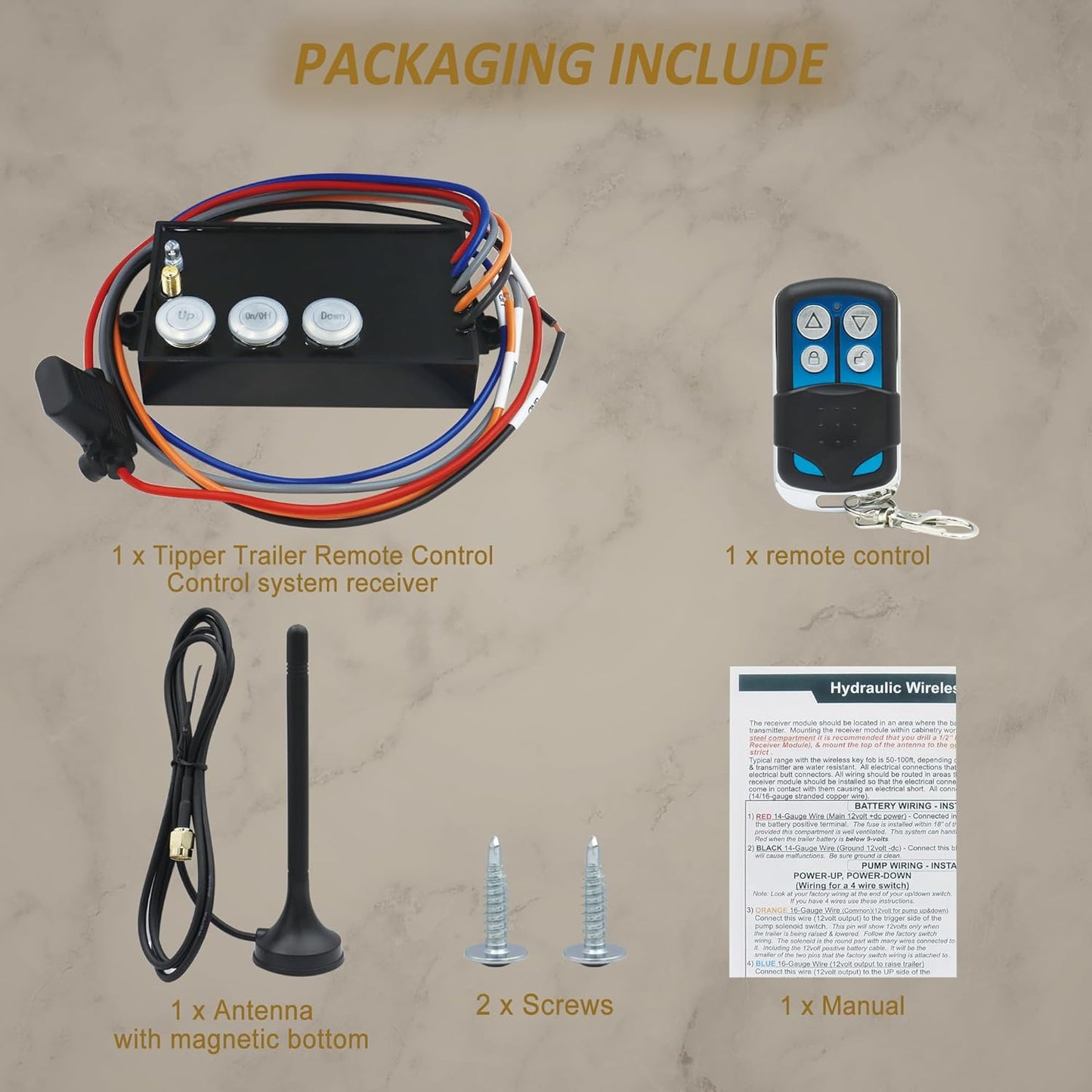 Dump Trailer Remote Control Kit, 12V Hydraulic Pump Lift Winch Controller for Dump Trailer, Key Fob Control