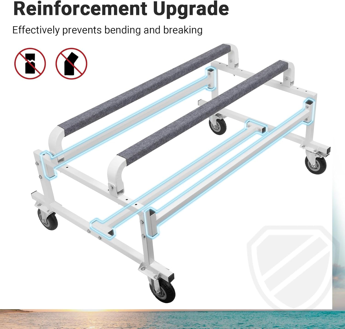Jet Ski Dolly, Heavy Duty, 53.1'L x 34.3'W PWC Dolly with 5' Swivel Wheels, 1000 LBS Load Capacity