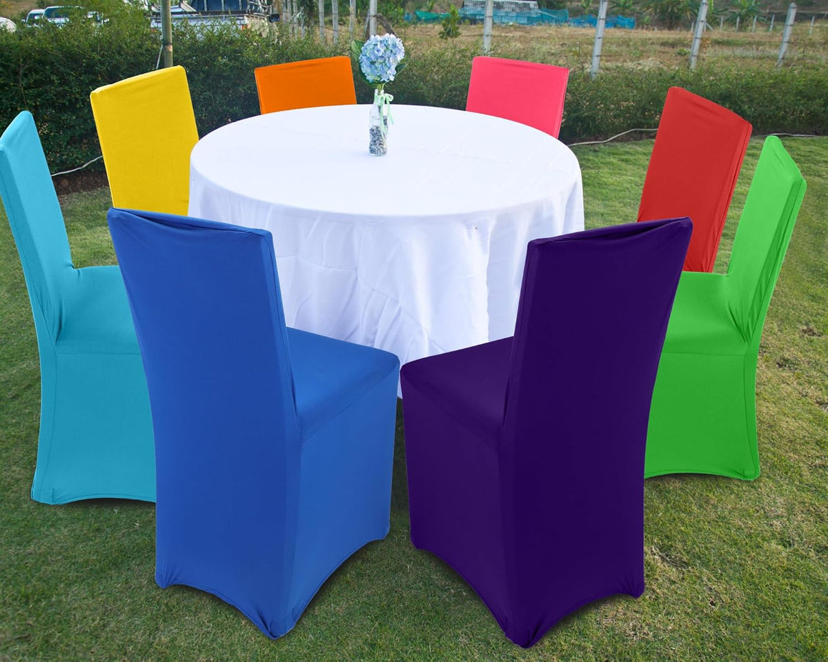 Newwiee 48 Pcs Multicolor Mardi Gras Spandex Stretch Chair Cover Bulk Waterproofs Dining Seat Protectors Fitted Universal Chair Protector Removable Washable Slipcovers for Wedding Party Celebration