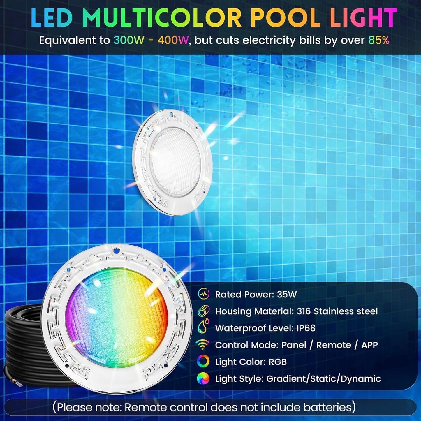 10 Inch Pool Lights for Inground Pool, 120V Color Changing LED Inground Pool Light with Remote and App