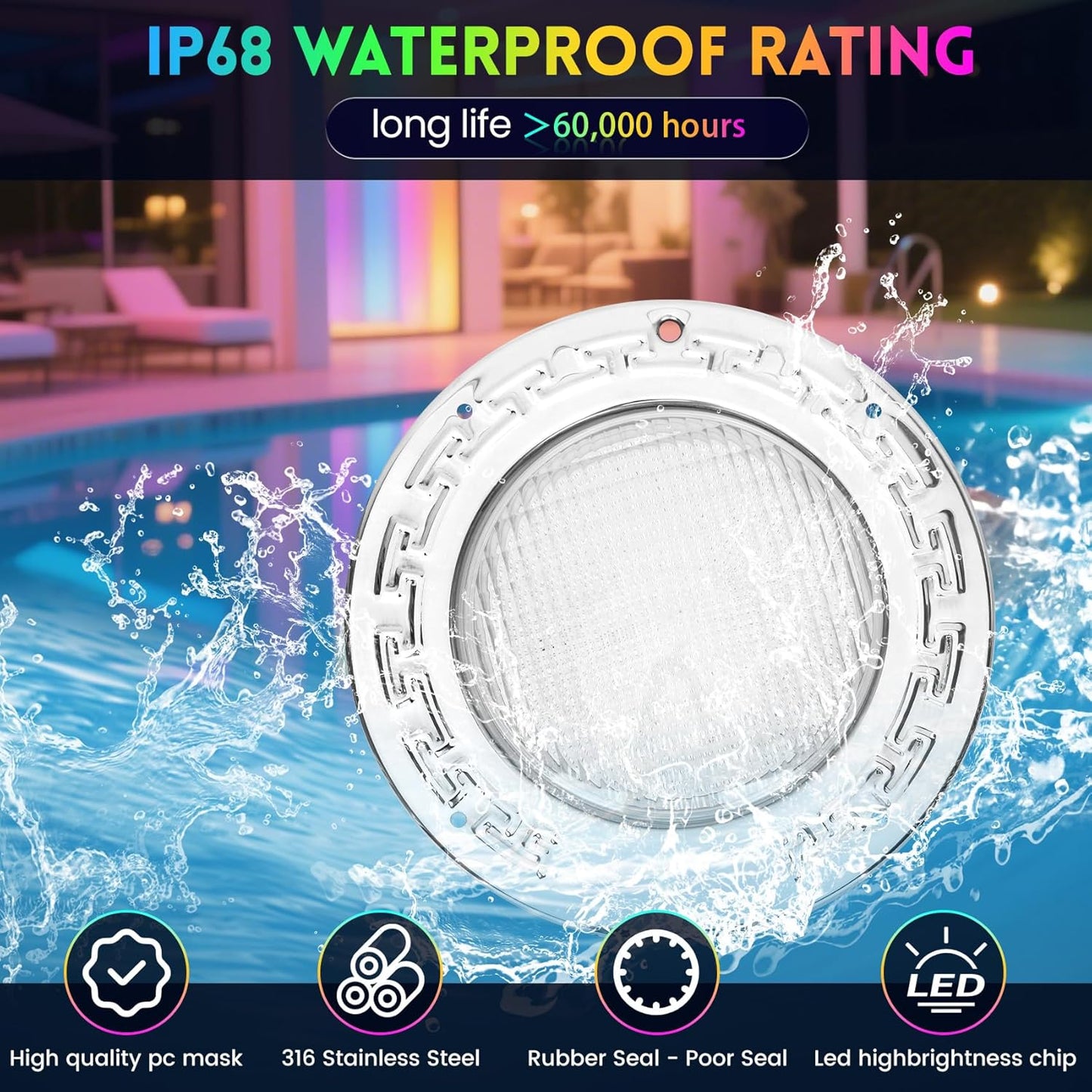 10 Inch Pool Lights for Inground Pool, 120V Color Changing LED Inground Pool Light with Remote and App