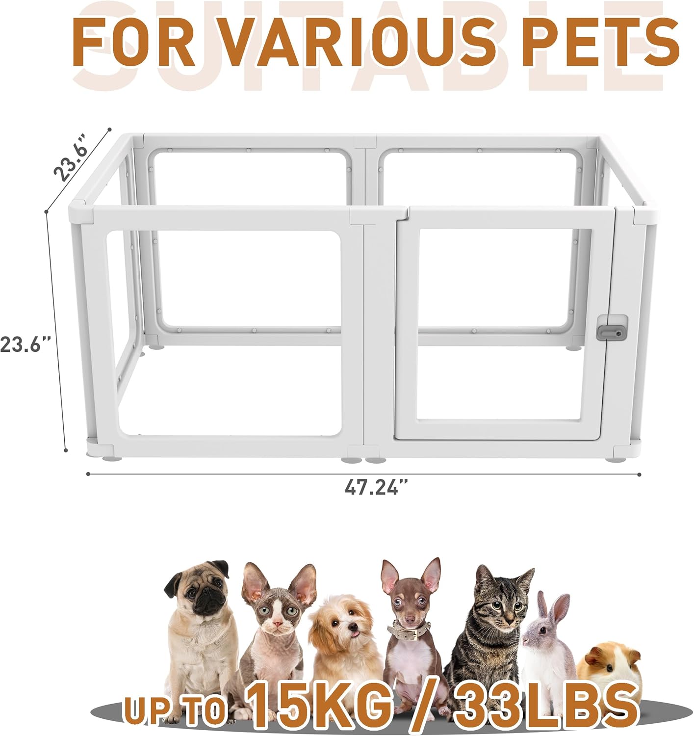 Clear Acrylic Dog Playpen, Transparent Dog Playpen Indoor, 6 Pcs 24' Easy Assemble Clear Pet Pen