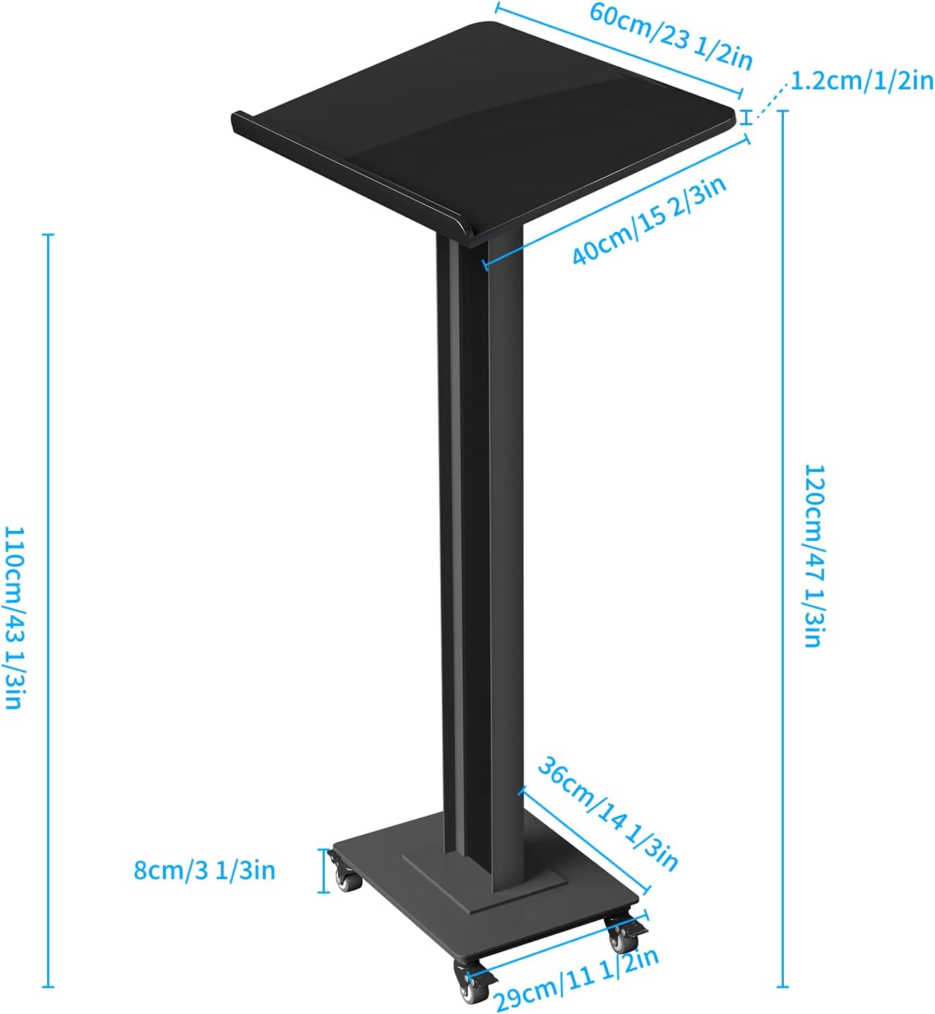 Acrylic Podiums Stand with Heavy-Duty Iron Bottom, Mobile  Lectern for Conferences