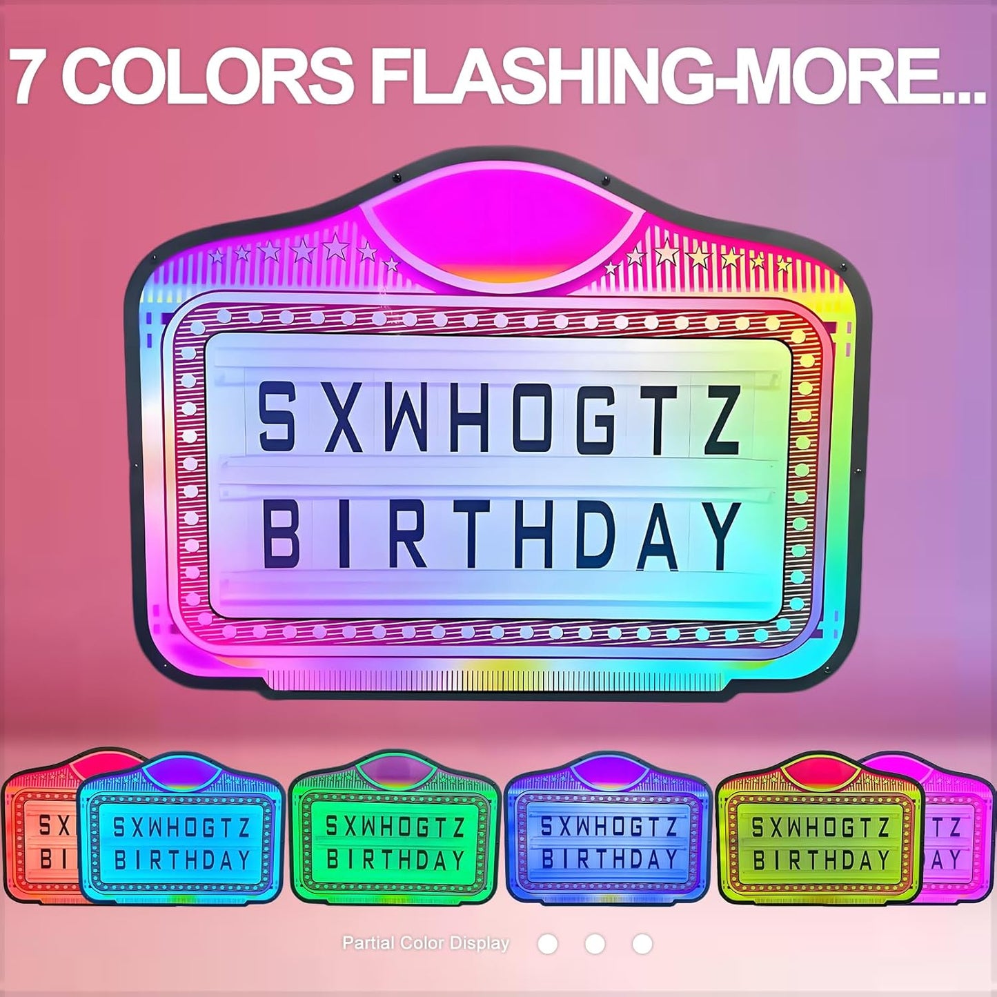VIP Bottle Service Sign, Bottle Presenter for Night Club, Color Display Lights with 4 Sets Letters,1 Numbers Kit