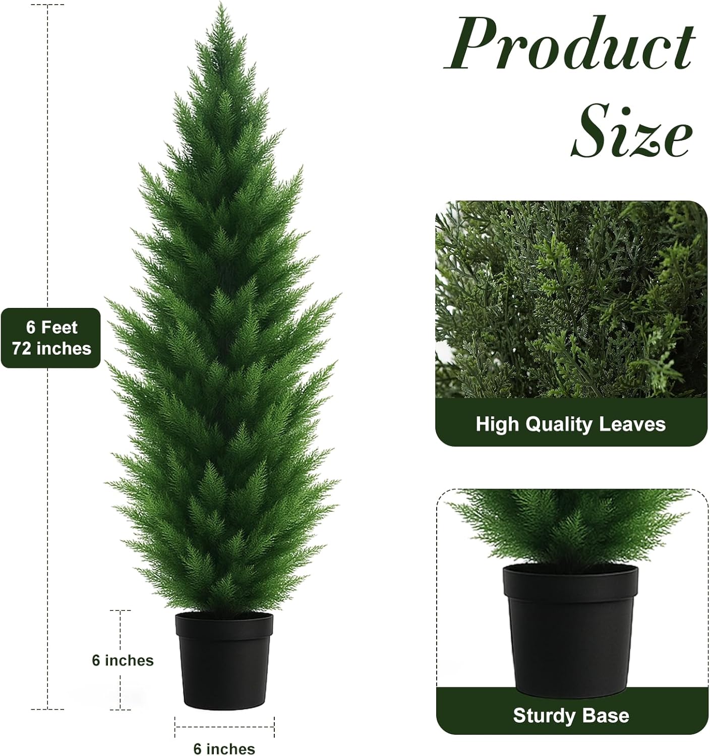 Artificial Topiary Cedar Trees 6FT Tall, Set f 2, Outdoor/Indoor Faux Pine Shrubs Plants