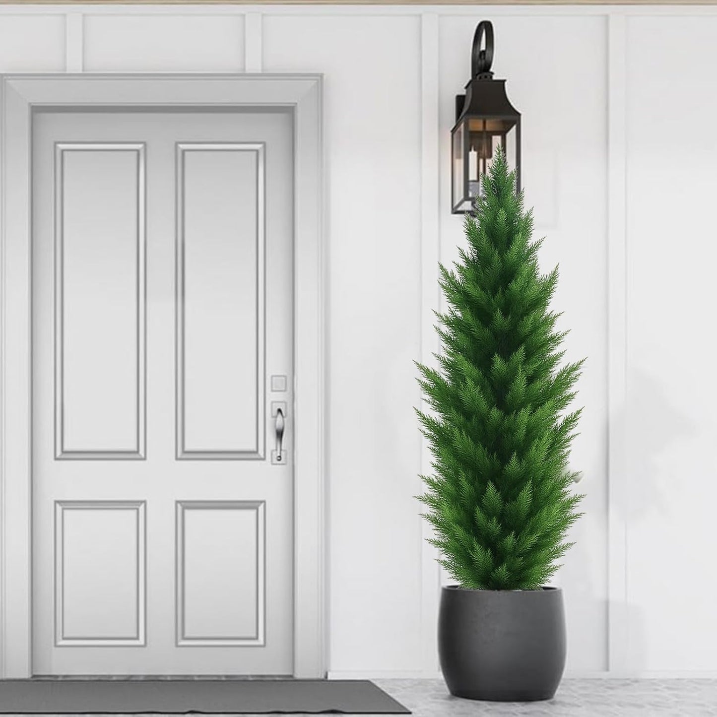 Artificial Topiary Cedar Trees 6FT Tall, Set f 2, Outdoor/Indoor Faux Pine Shrubs Plants