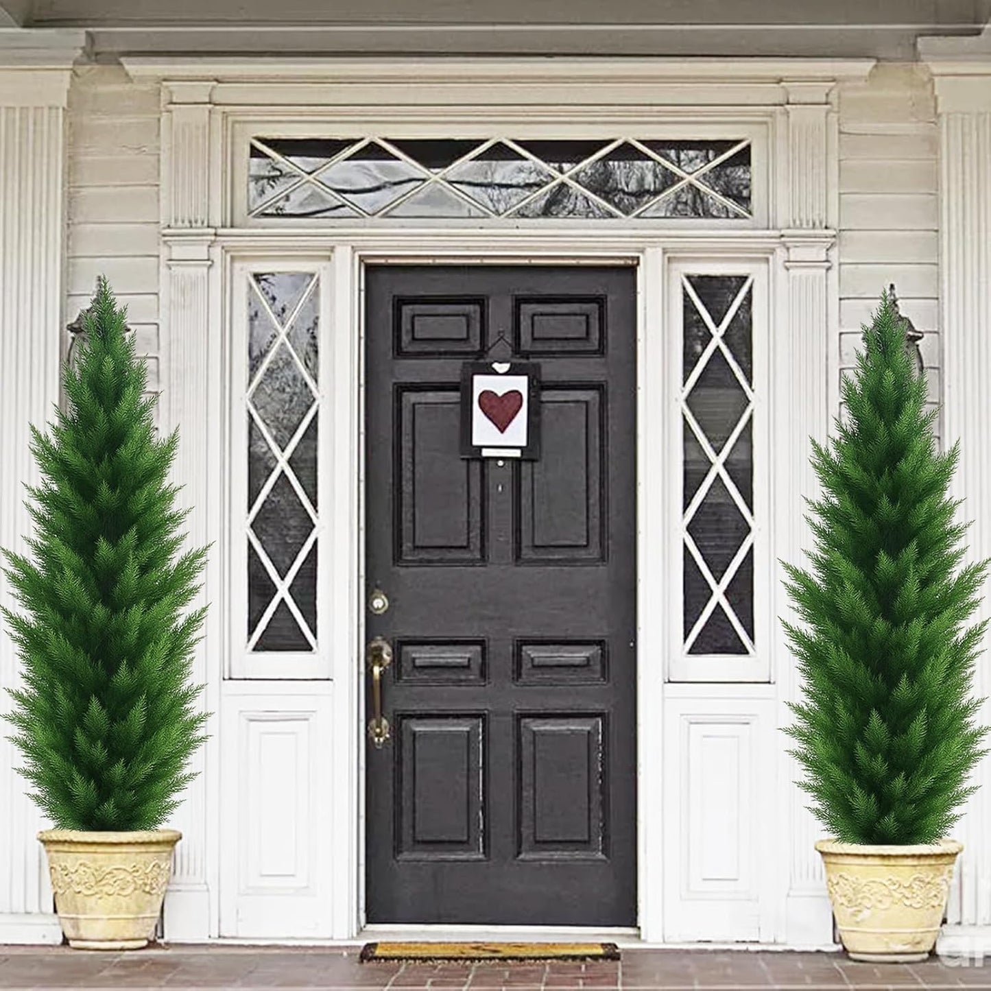 Artificial Topiary Cedar Trees 6FT Tall, Set f 2, Outdoor/Indoor Faux Pine Shrubs Plants
