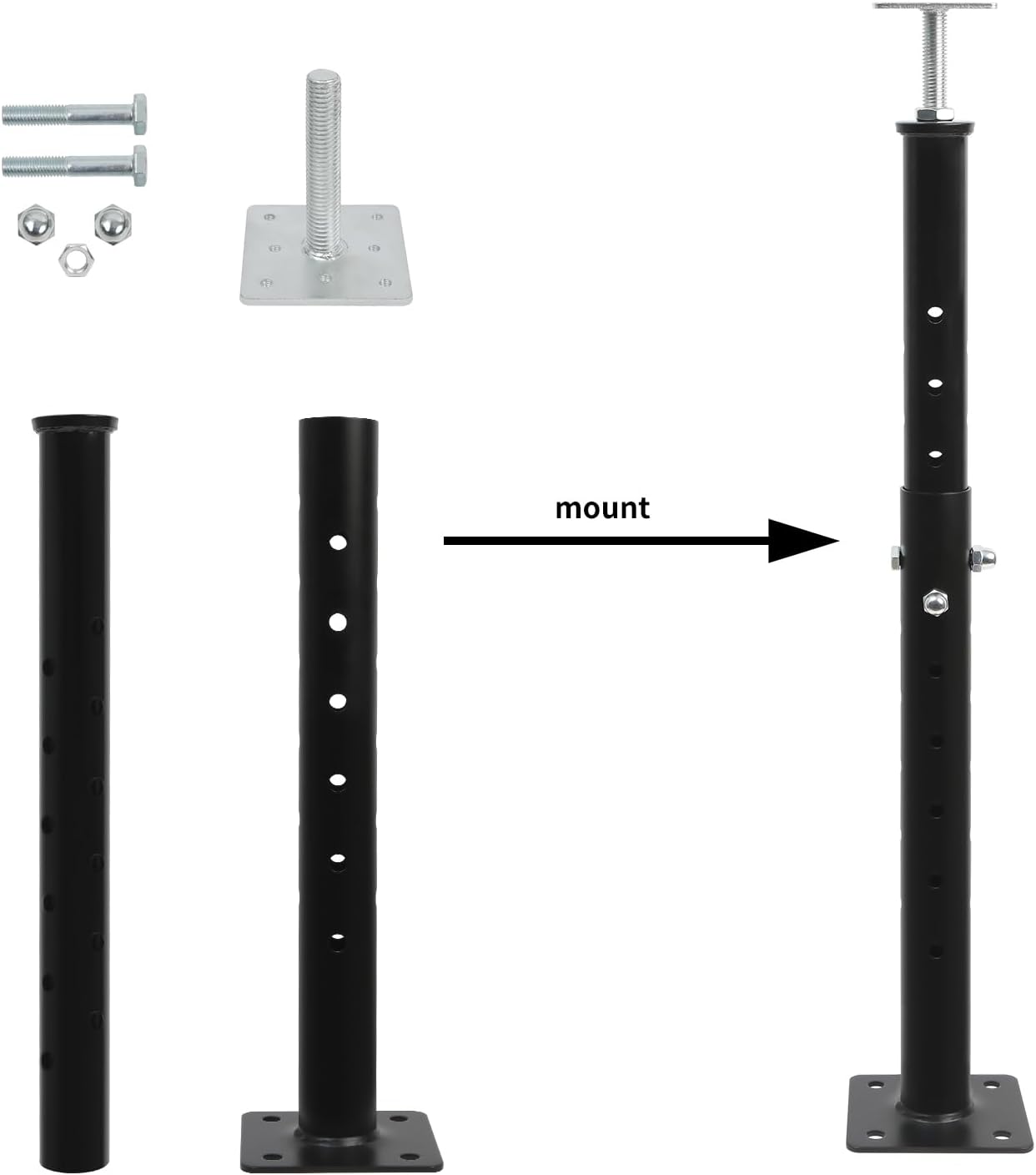 4 Pack House Floor Jacks for Leveling,19.5'-34.5' Height Range Adjustable House Floor Jacks, Telescoping