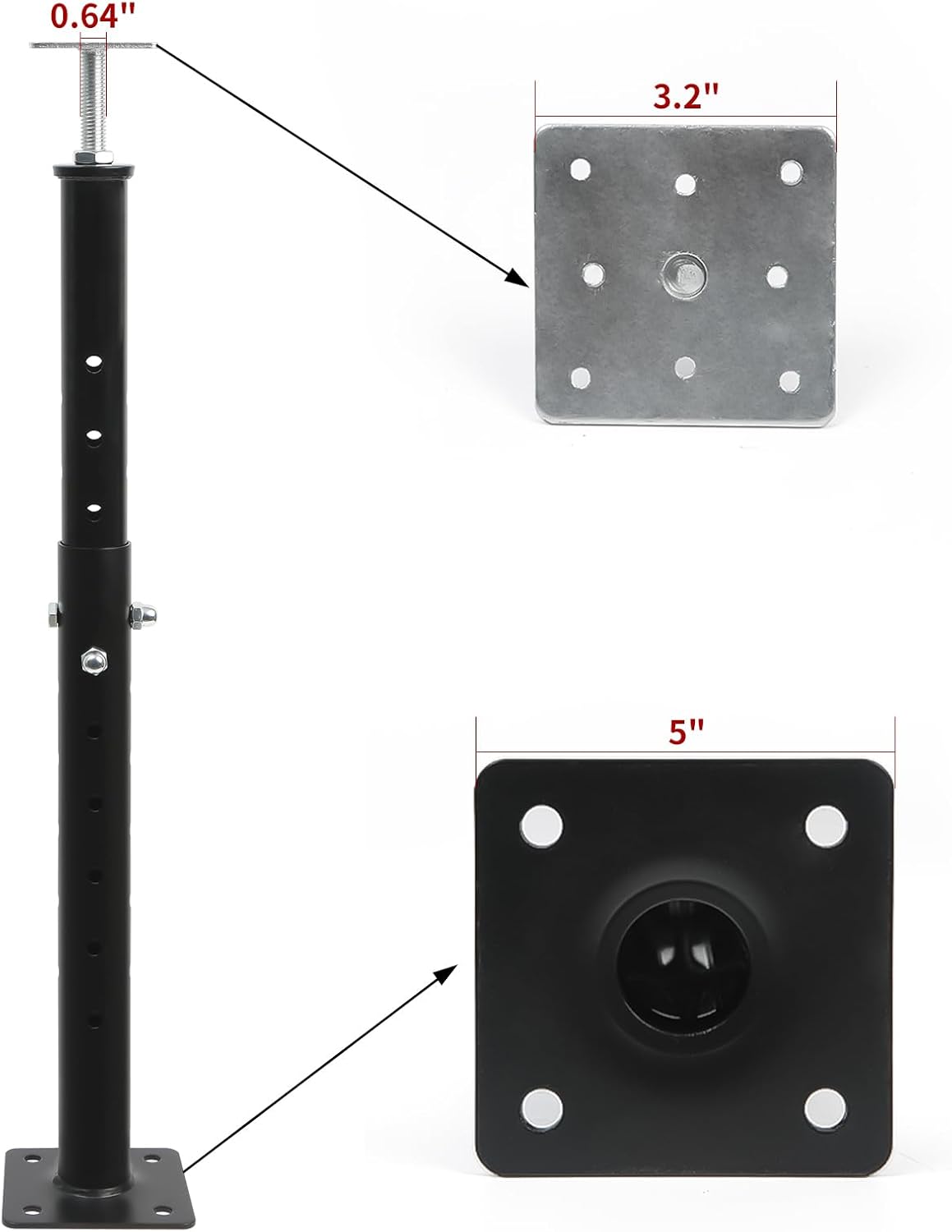 4 Pack House Floor Jacks for Leveling,19.5'-34.5' Height Range Adjustable House Floor Jacks, Telescoping