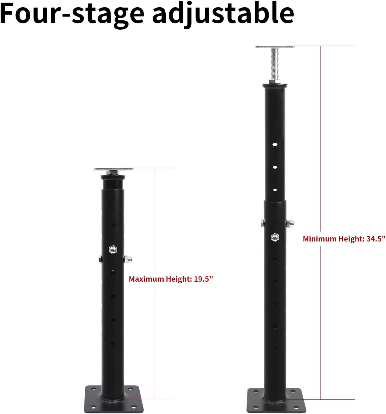 4 Pack House Floor Jacks for Leveling,19.5'-34.5' Height Range Adjustable House Floor Jacks, Telescoping