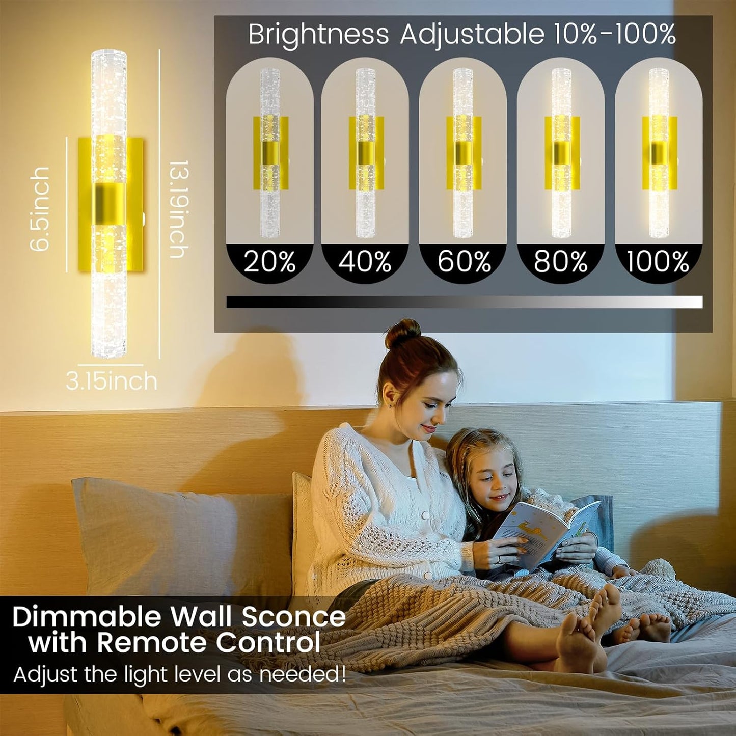 Wall Sconces Set of Two, Rechargeable LED Wall Lights for Bedroom and Living Room, Bathroom Mirror, Hallway