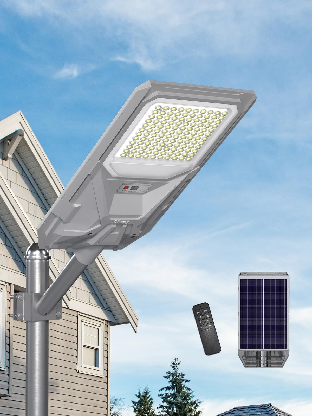 Solar Street Lights Outdoor, 24,000Mah High Power Solar Security Flood Lights Parking Lot Lights, 6500K