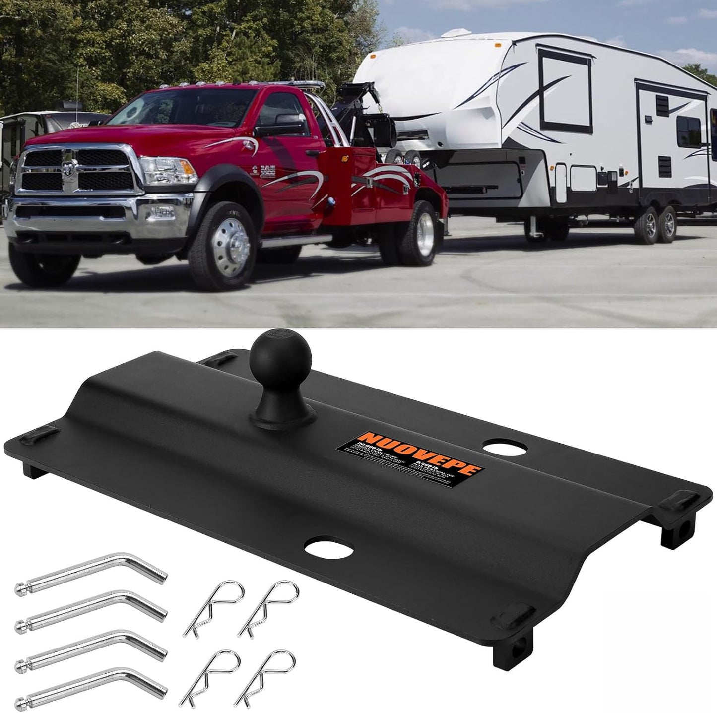 5th Wheel to Gooseneck Adapter Fits Industry-Standard 5th Wheel Rails, Gooseneck Hitch Plate with 2-5/16 Inch Ball, for Pulling Heavy Trailers