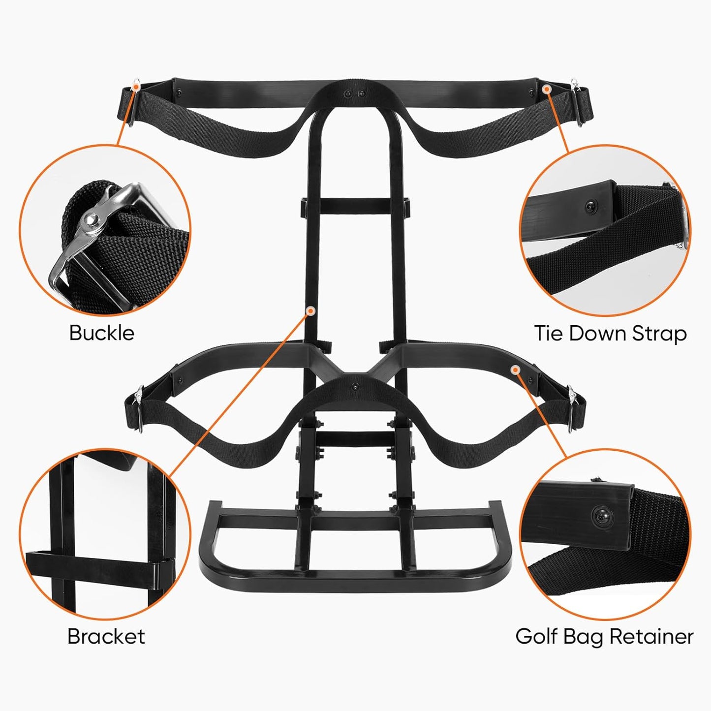Universal Golf Cart Rear Seat Bag Holder Rack Compatible with Club Car/EZGO/Yamaha, Fits Safety Grab Bar