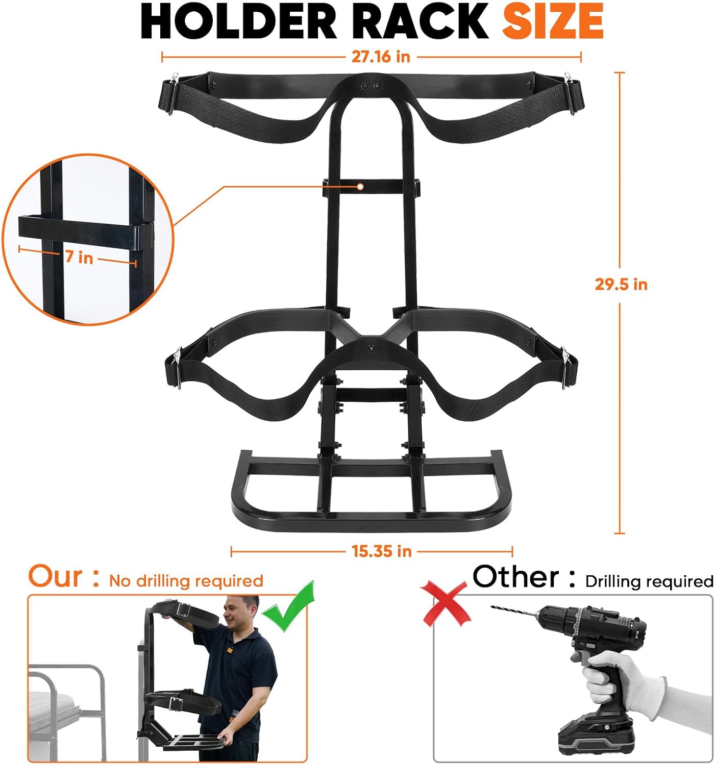 Universal Golf Cart Rear Seat Bag Holder Rack Compatible with Club Car/EZGO/Yamaha, Fits Safety Grab Bar