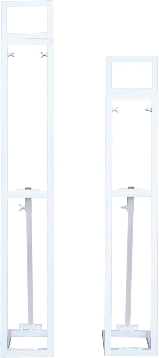 Angela flower White Metal Adjustable Pipe Backdrop Stand With Support Rod Base, Pack Of 2