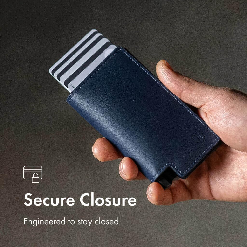 Men's Wallet , RFID Blocking Parliament Leather Minimalist Wallet, Slim Cardholder for Men w/Eject Button