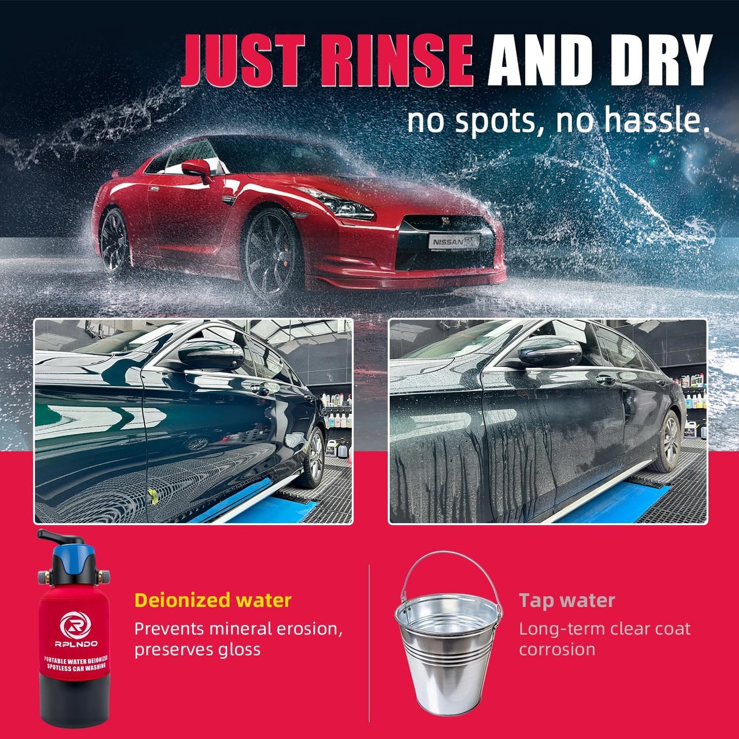 Spotless Car Wash System with Bypass, Deionized Water System, Garden Hose Quick Connector