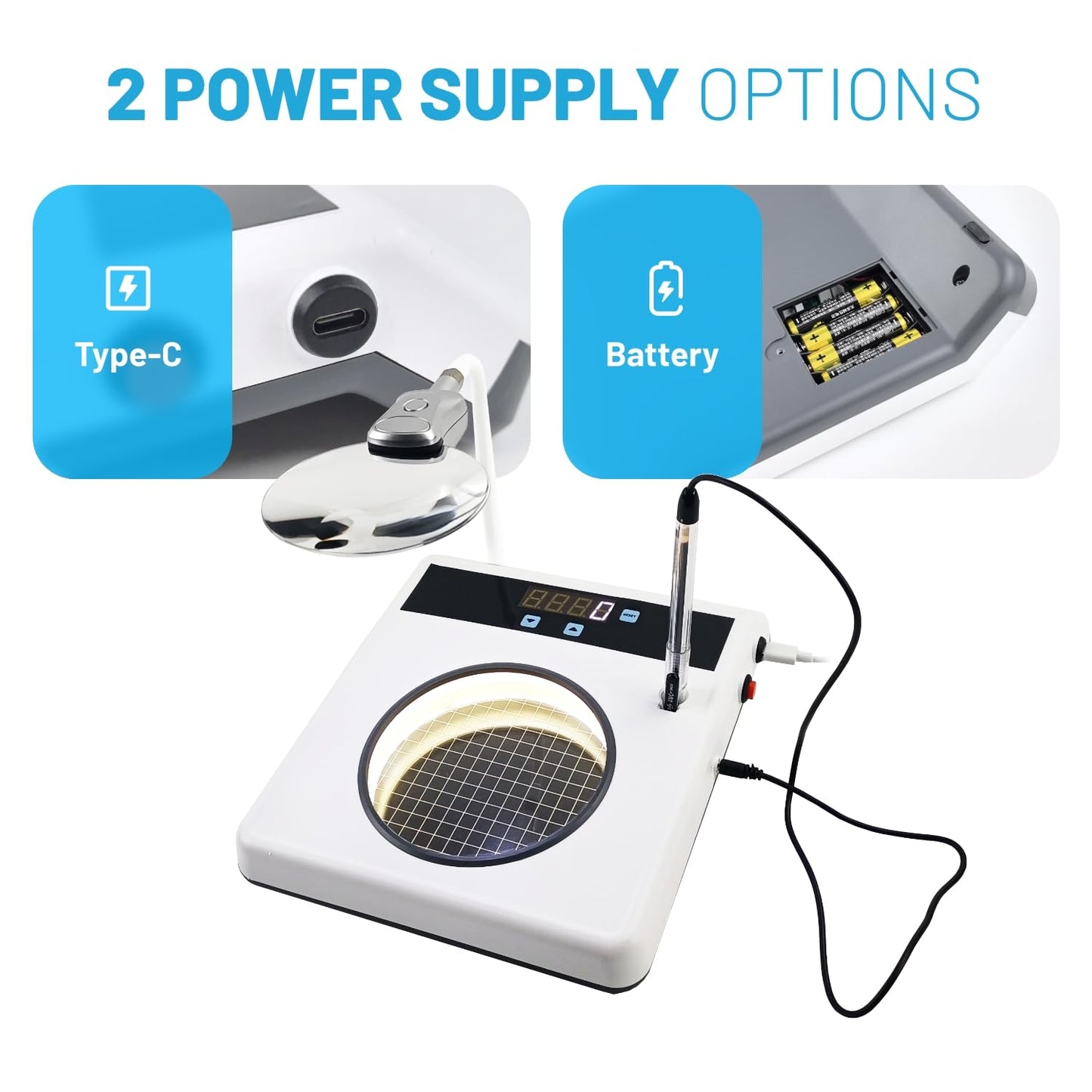 Digital Colony Counter with High-Sensitivity Counting Probe Pen for Accuracy, Built-in Lamp with Side Lighting