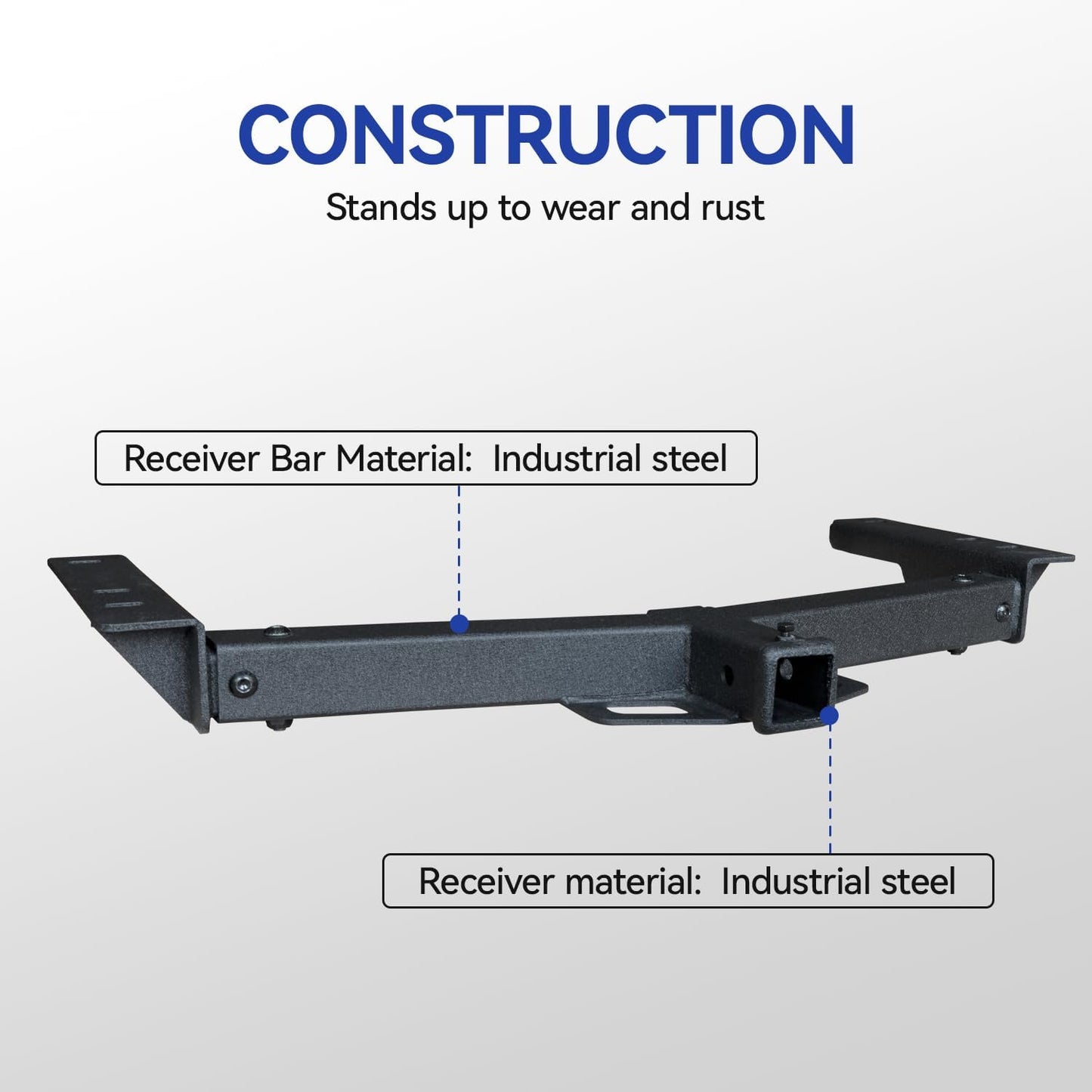 Trailer Hitch, Black, Steel, Compatible with 1991-2025 Ford F150 F250 F350